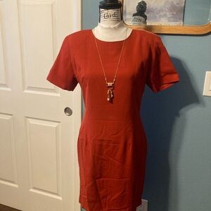 Elegant Burnt Orange Short Sleeve Wool Ann Taylor Dress